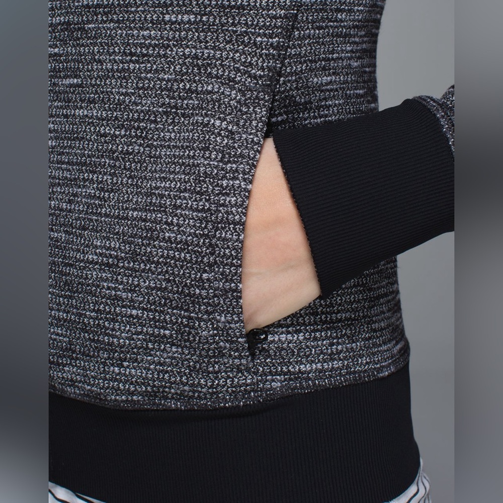 Lululemon Be Present Jacket in Coco Pique Black Heathered Full Zip Sweater Sz 12 - Picture 4 of 16